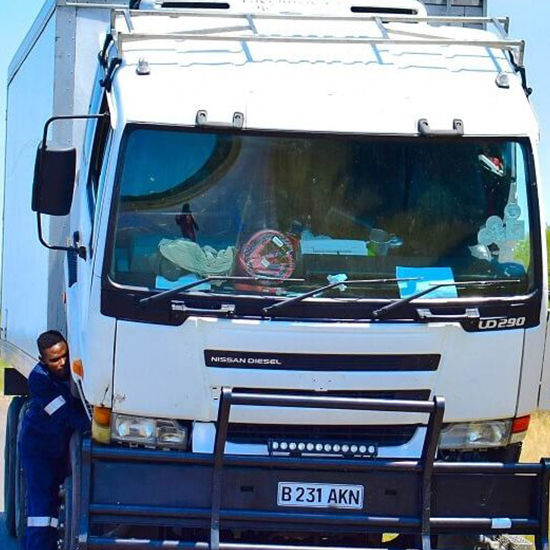 UTS technician at a roadside job in Botswana